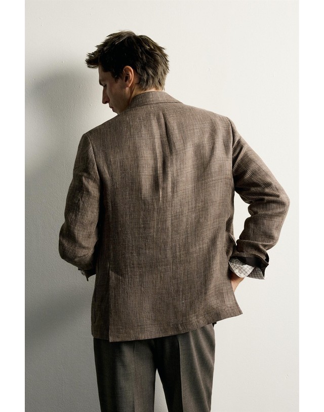 자라 자라 린넨 체크 레귤러핏 블레이저 6466/727/724 BROWN MARL 브라운 착용컷
