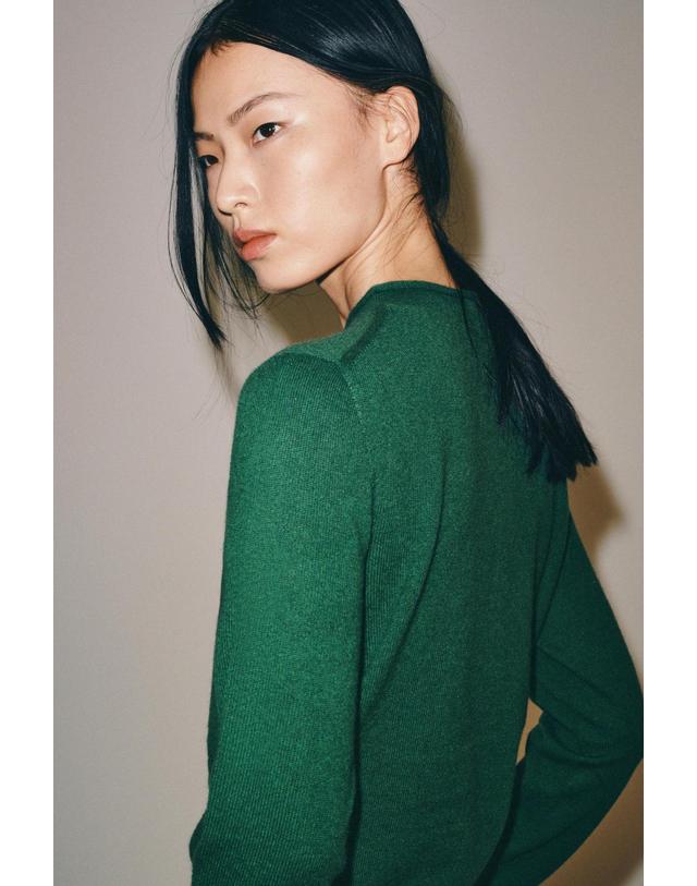 자라 자라 100% 캐시미어 버튼 가디건 2893/110/500 GREEN 그린 착용컷