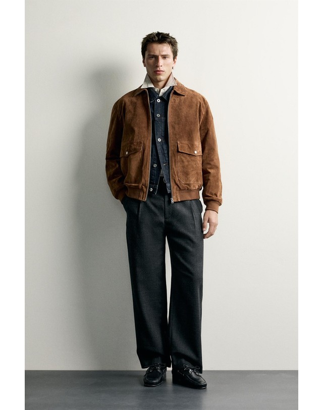 자라 자라 스웨이드 레더 플랩 포켓 자켓 8281/081/778 BRANDY 브라운 착용컷