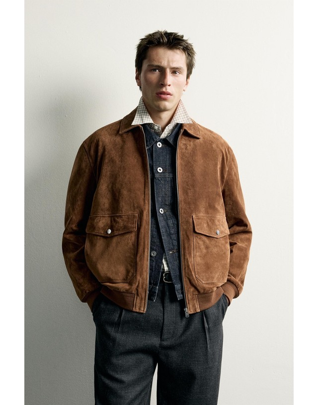 자라 자라 스웨이드 레더 플랩 포켓 자켓 8281/081/778 BRANDY 브라운 착용컷