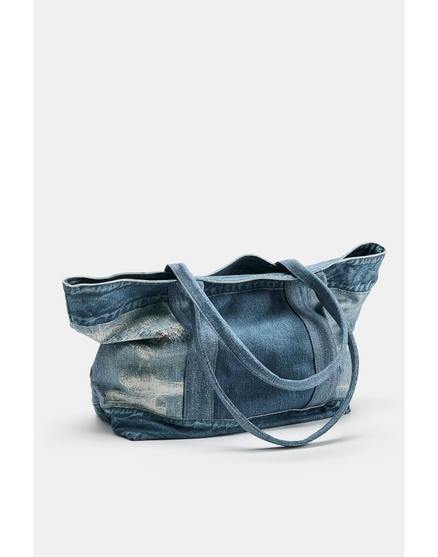 자라 자라 데님 이펙트 토트백 6106/810/017 DENIM BLUE 블루 착용컷