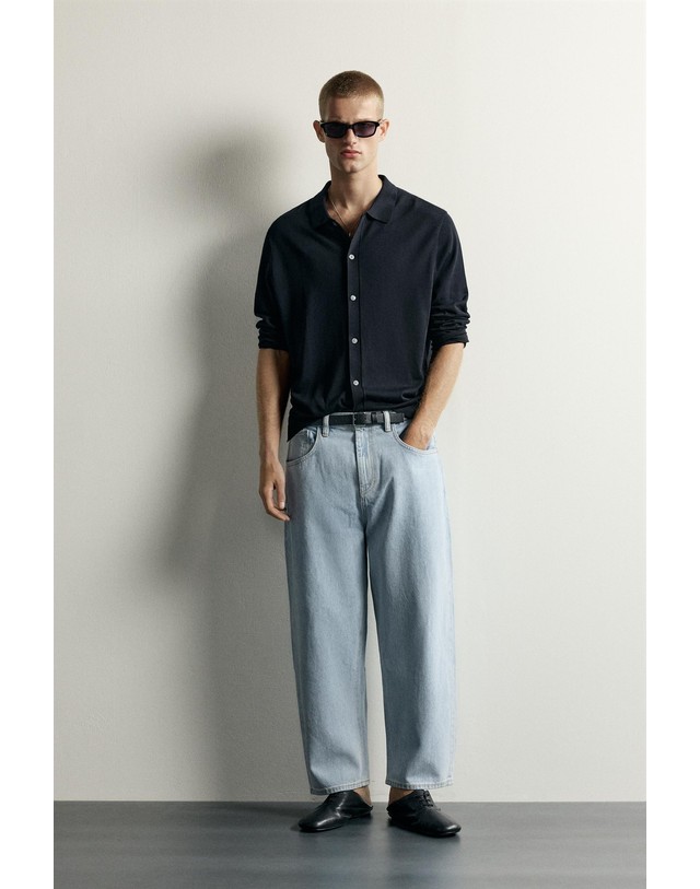 자라 자라 테이퍼드 와이드 크롭 청바지 9794/360/406 LIGHT BLUE 블루 착용컷