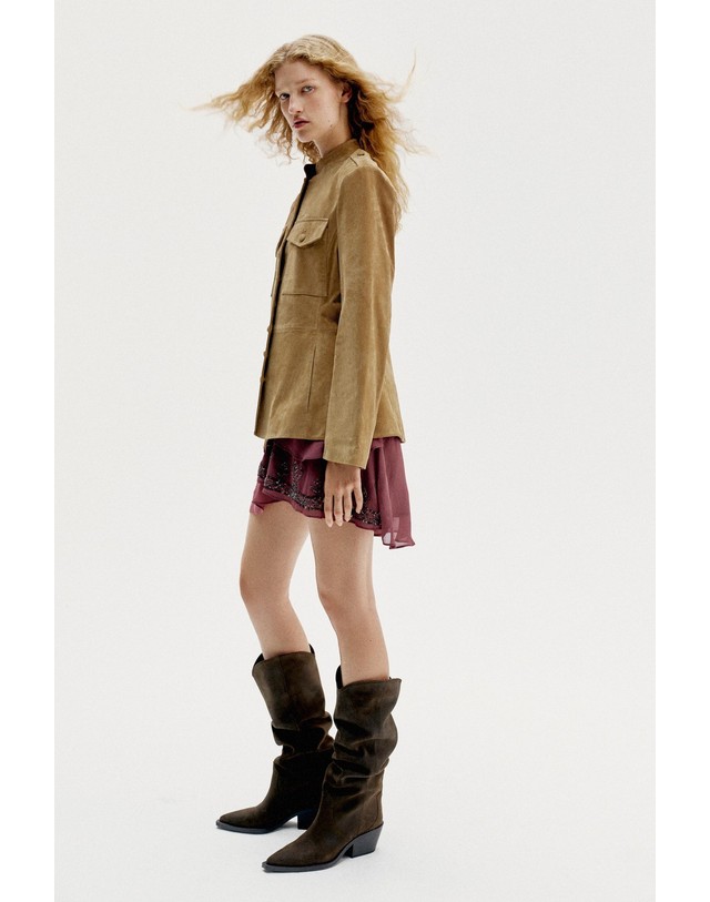 자라 자라 레더 웨스턴 카우보이 롱 부츠 2054/810/032 KHAKI GREEN 카키 착용컷