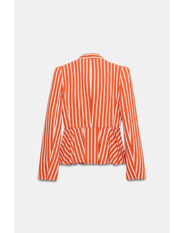 자라 자라 스트라이프 테일러드 블레이저 7930/598/048 WHITE-ORANGE 멀티컬러 착용컷