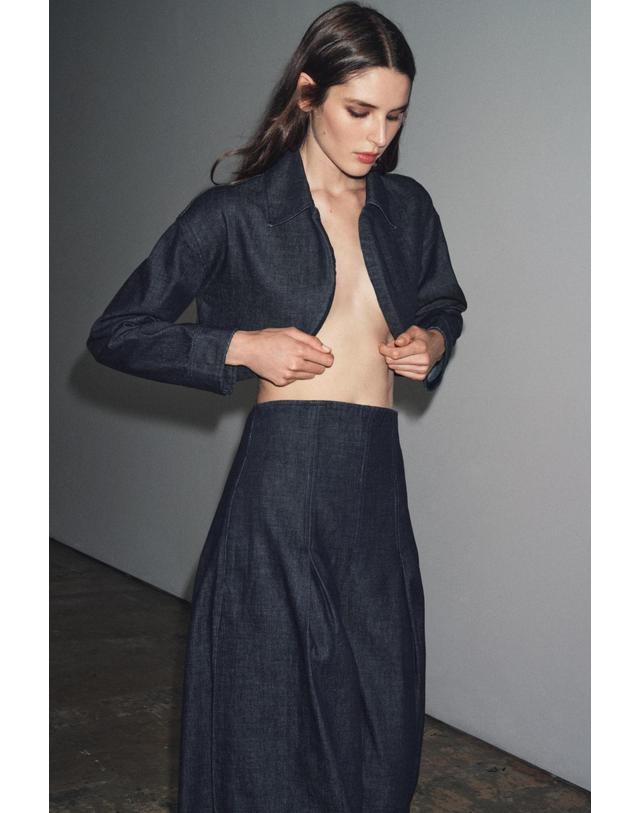 자라 자라 트렌디 데님 크롭 볼레로 재킷 0340/243/407 BLUE 블루 착용컷