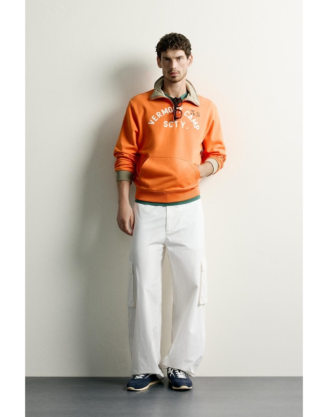 자라 자라 그래픽 프린트 하프집업 스웨트셔츠 0962/321/615 ORANGE 오렌지 착용컷