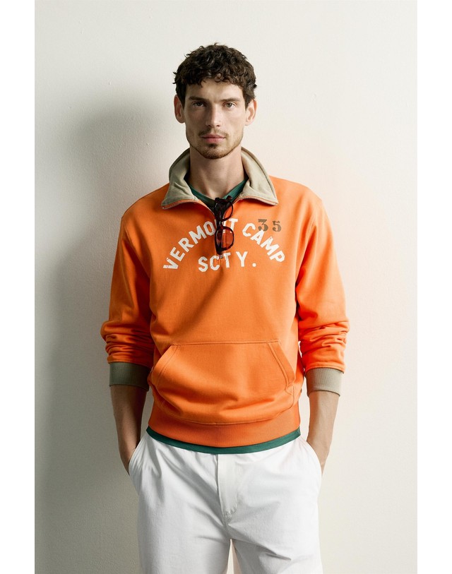 자라 자라 그래픽 프린트 하프집업 스웨트셔츠 0962/321/615 ORANGE 오렌지 착용컷