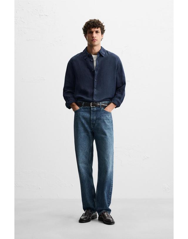 자라 자라 100% 린넨 긴팔 셔츠 4024/158 NAVY BLUE 네이비 착용컷