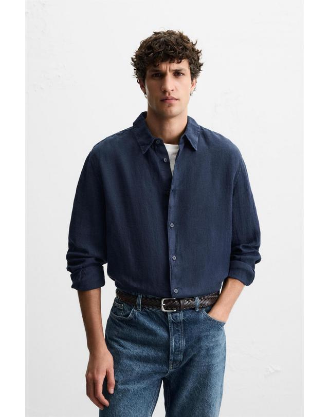 자라 자라 100% 린넨 긴팔 셔츠 4024/158 NAVY BLUE 네이비 착용컷