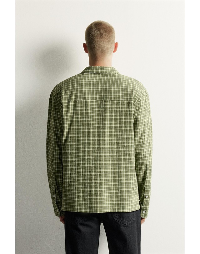 자라 자라 릴렉스핏 체크 긴팔 셔츠 4748/426/527 MID-GREEN 그린 착용컷