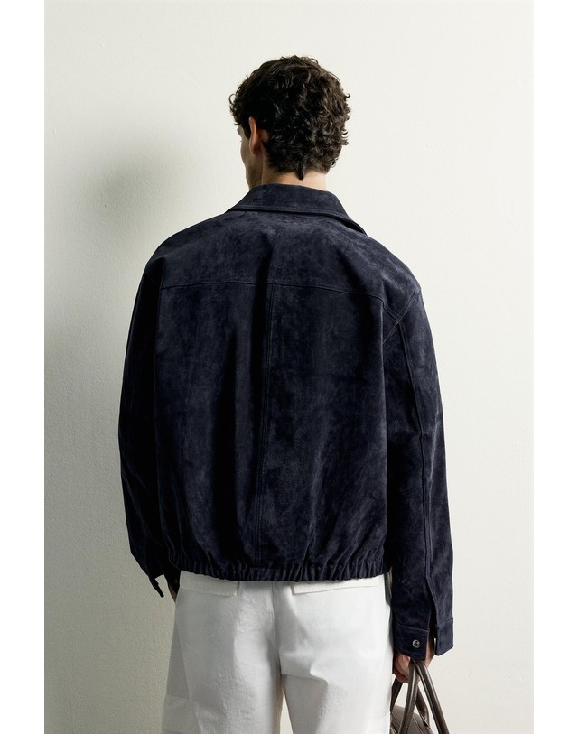 자라 자라 레귤러핏 스웨이드 레더 집업 자켓 3833/430/401 NAVY BLUE 네이비 착용컷