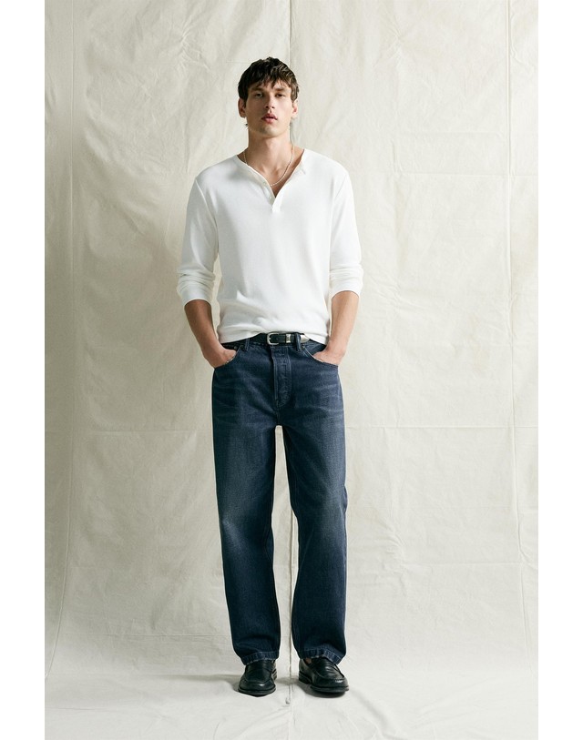 자라 자라 코튼 린넨 헨리넥 긴팔 티셔츠 8054/344/250 WHITE 화이트 착용컷