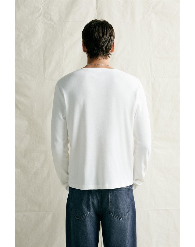 자라 자라 코튼 린넨 헨리넥 긴팔 티셔츠 8054/344/250 WHITE 화이트 착용컷