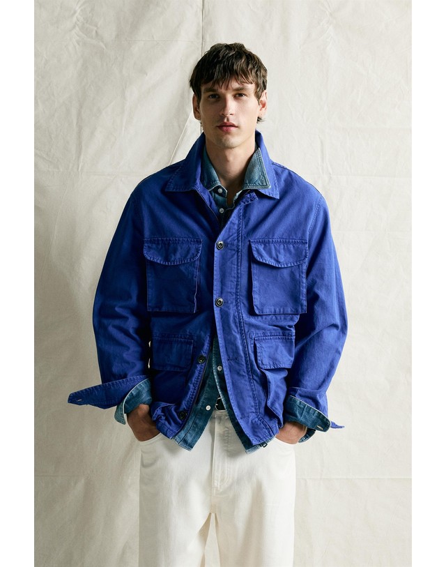 자라 자라 릴렉스핏 유틸리티 포켓 코튼 자켓 3692/292/420 BLUISH 블루 착용컷