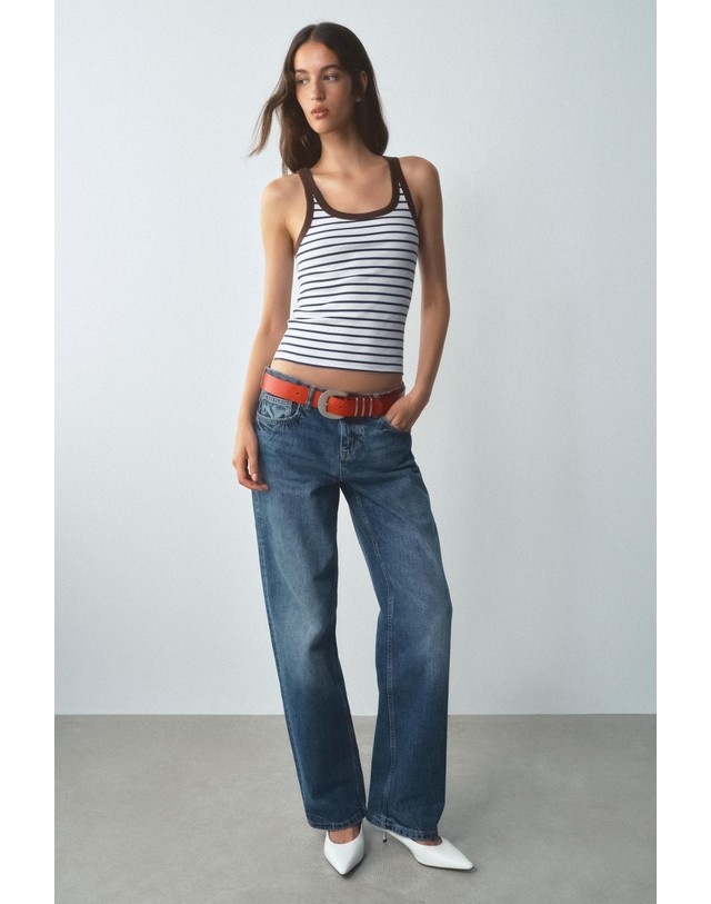 자라 자라 스트라이프 골지 민소매 탑 3253/301/104 STRIPED 멀티컬러 착용컷
