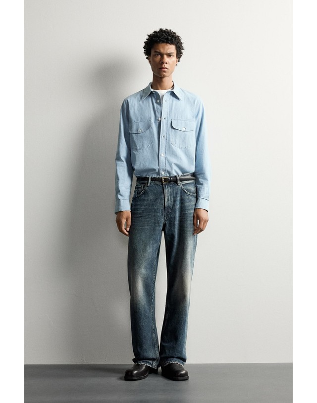 자라 자라 루즈핏 워시드 스트레이트 청바지 0774/307/401 NAVY BLUE 네이비 착용컷