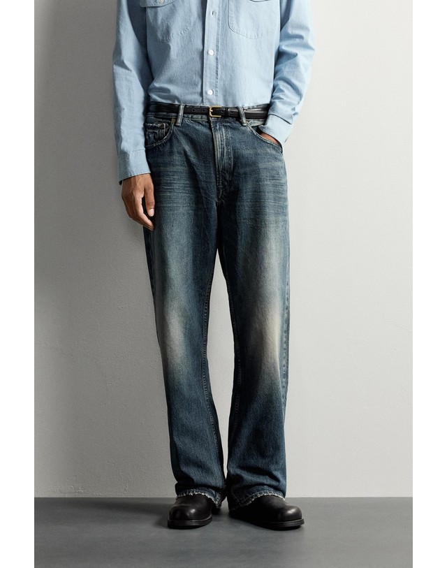 자라 자라 루즈핏 워시드 스트레이트 청바지 0774/307/401 NAVY BLUE 네이비 착용컷