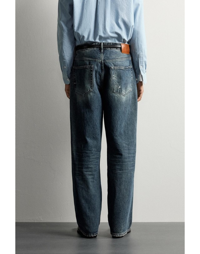 자라 자라 루즈핏 워시드 스트레이트 청바지 0774/307/401 NAVY BLUE 네이비 착용컷