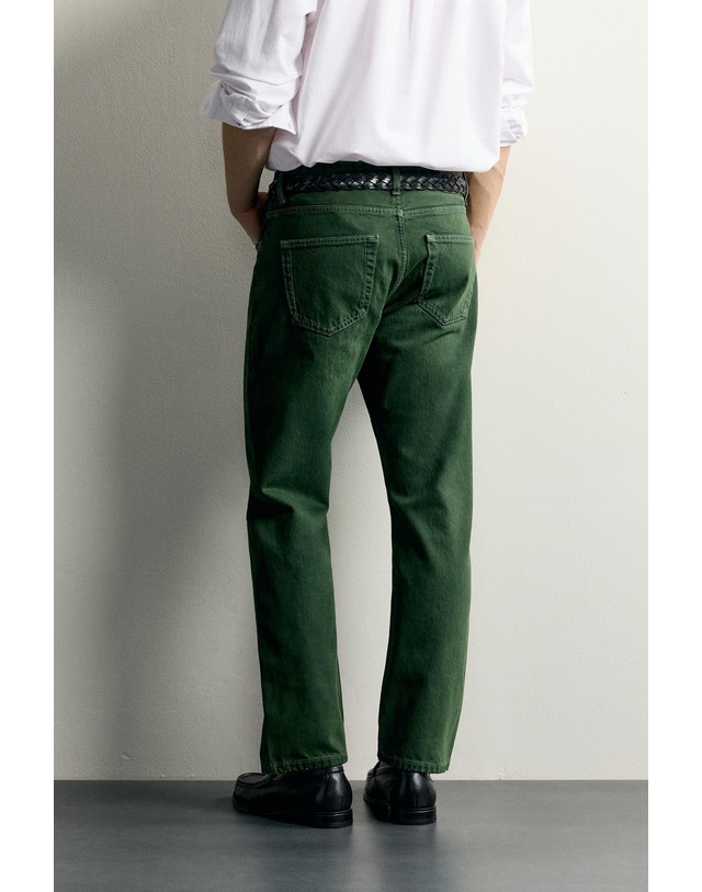 자라 자라 레귤러핏 스트레이트 데님 팬츠 4048/440/500 GREEN 그린 착용컷