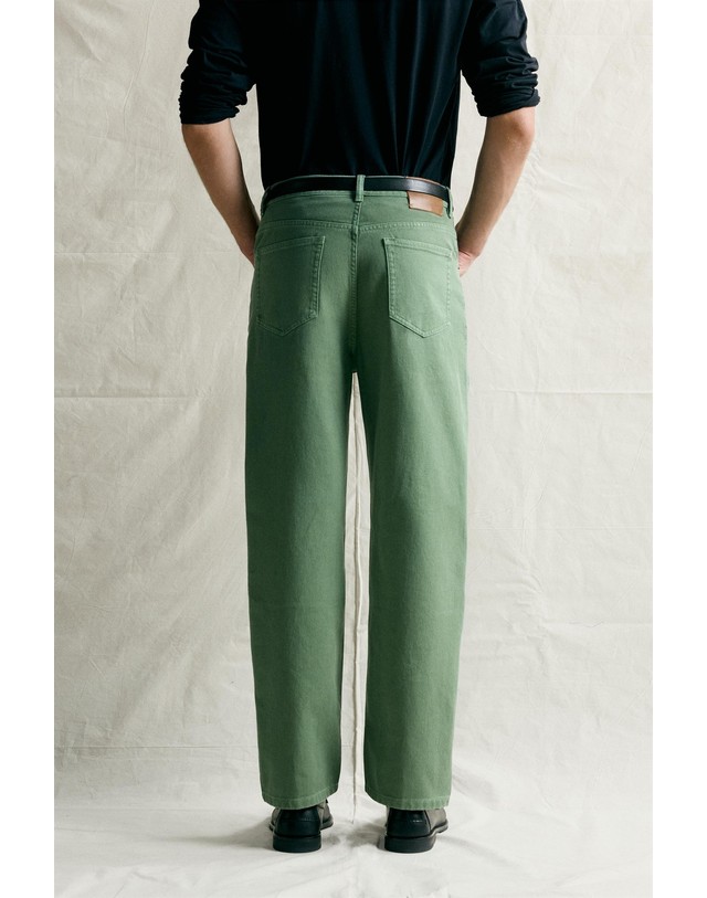 자라 자라 릴렉스핏 스트레이트 데님 팬츠 1171/300/527 MID-GREEN 그린 착용컷