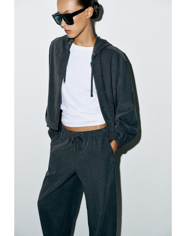 자라 자라 후드 집업 봄버 자켓 8372/241/807 ANTHRACITE GREY 그레이 착용컷