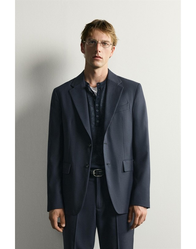 자라 자라 울 혼방 레귤러핏 수트 블레이저 6406/191/401 NAVY BLUE 네이비 착용컷