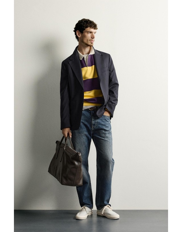 자라 자라 스트라이프 100% 울 블레이저 6423/025/422 DARK NAVY 네이비 착용컷