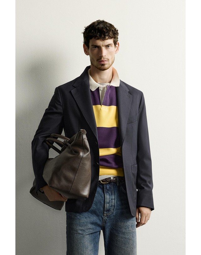 자라 자라 스트라이프 100% 울 블레이저 6423/025/422 DARK NAVY 네이비 착용컷