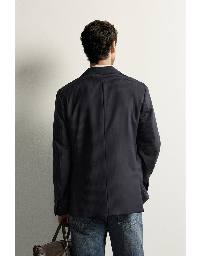 자라 자라 스트라이프 100% 울 블레이저 6423/025/422 DARK NAVY 네이비 착용컷