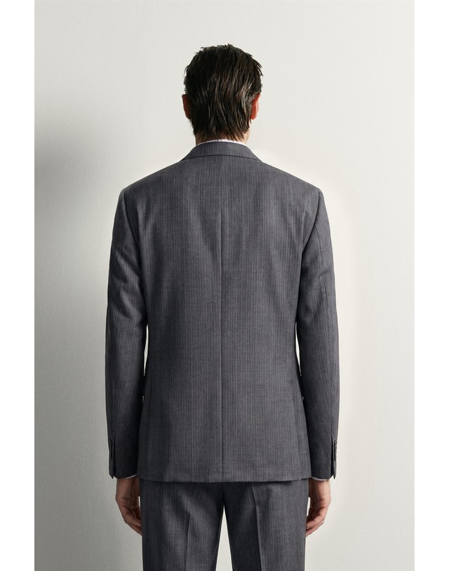 자라 자라 울 스트라이프 수트 블레이저 6420/207/055 GREY / BLUE 그레이 착용컷