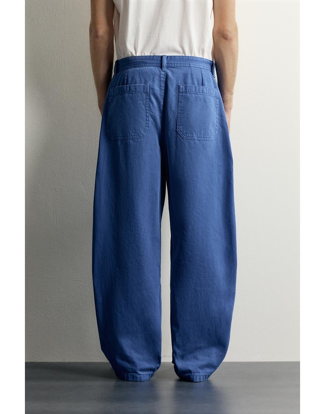 자라 자라 릴렉스핏 스트레이트 드로스트링 팬츠 8727/304/420 BLUISH 블루 착용컷