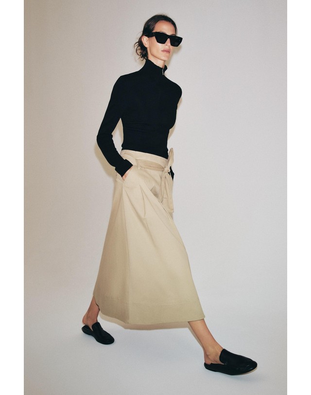 자라 자라 A라인 벨트 미디 스커트 2507/246/704 CAMEL 카멜 착용컷