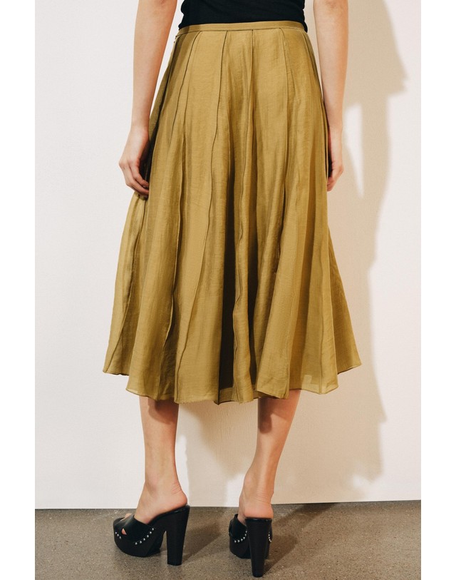 자라 자라 A라인 미디 플로잉 스커트 2560/209/515 OLIVE GREEN 카키 착용컷