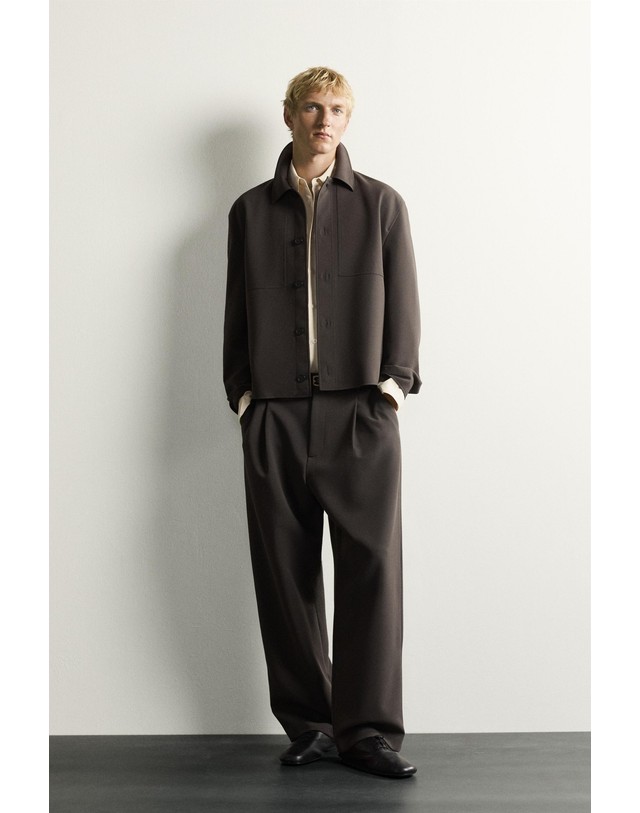 자라 자라 박시핏 패치포켓 오버셔츠 8281/730/737 BROWN / TAUPE 초콜릿 착용컷