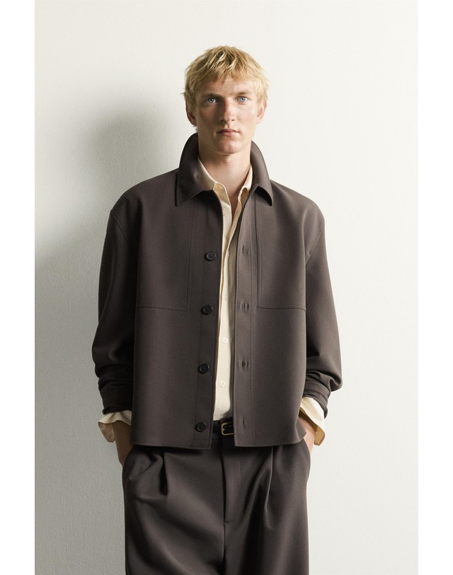 자라 자라 박시핏 패치포켓 오버셔츠 8281/730/737 BROWN / TAUPE 초콜릿 착용컷