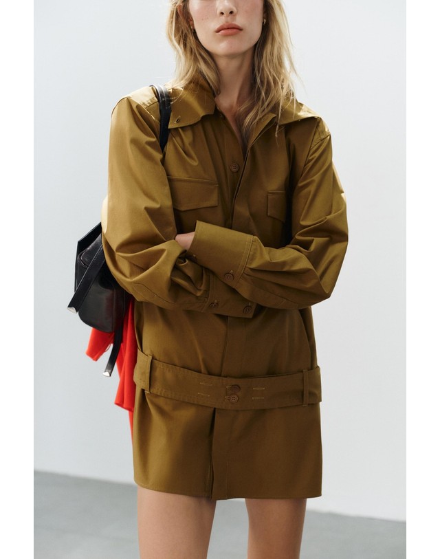 자라 자라 하이넥 벨트 미니 원피스 7864/166/505 KHAKI 카키 착용컷