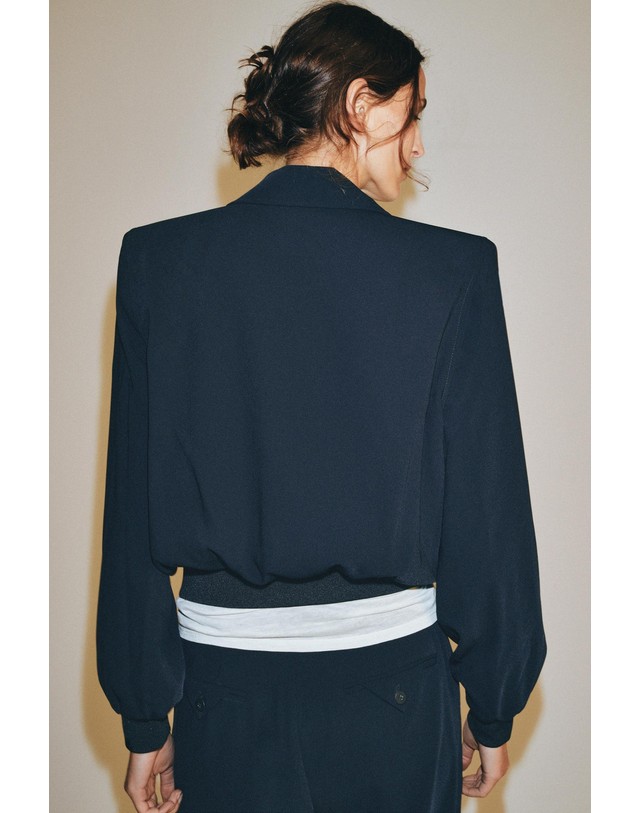 자라 자라 숄더패드 집업 봄버 자켓 8491/246/401 NAVY BLUE 네이비 착용컷