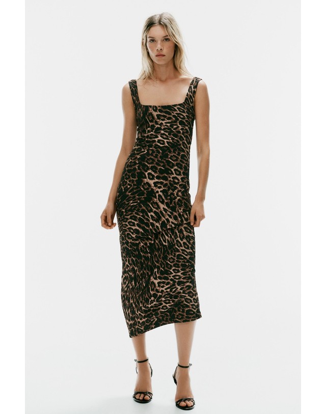 자라 자라 애니멀 프린트 미디 원피스 5039/822/051 LEOPARD 멀티컬러 착용컷