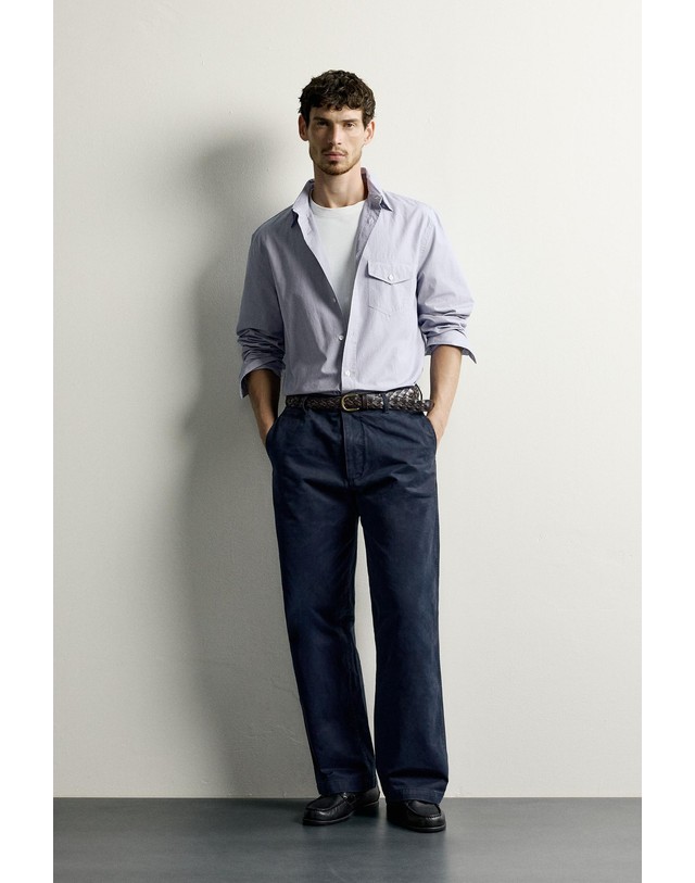 자라 자라 스트레이트 코튼 치노 팬츠 1437/460/401 NAVY BLUE 네이비 착용컷