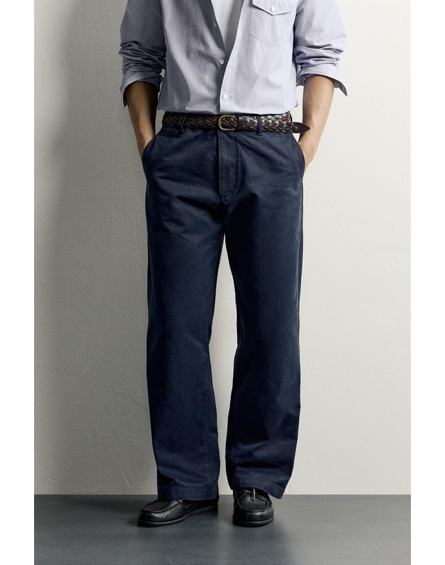 자라 자라 스트레이트 코튼 치노 팬츠 1437/460/401 NAVY BLUE 네이비 착용컷