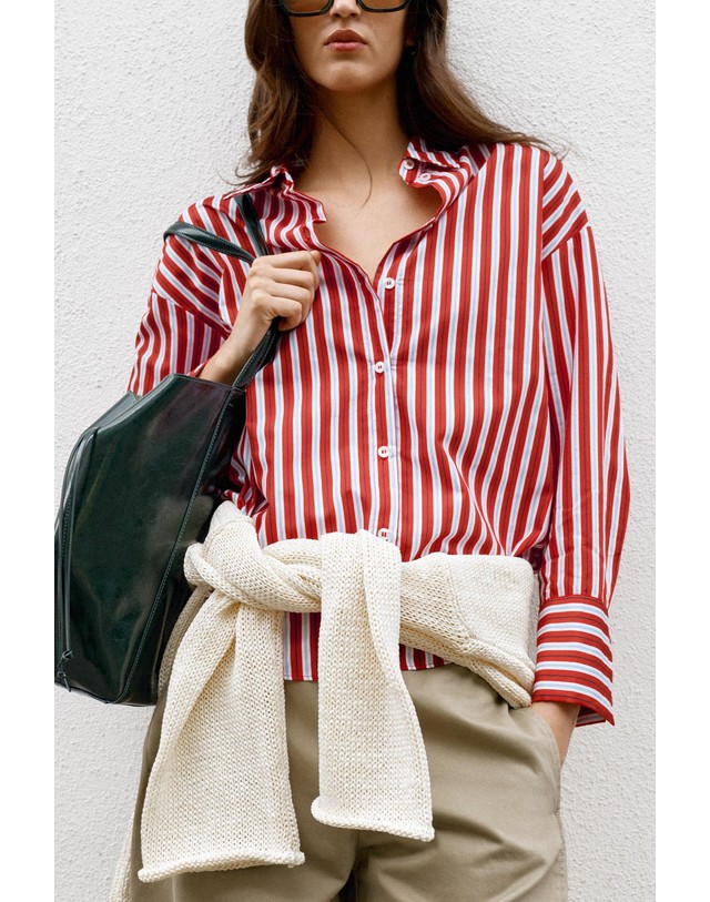 자라 자라 스트라이프 긴팔 셔츠 3564/158/061 WHITE / RED 멀티컬러 착용컷