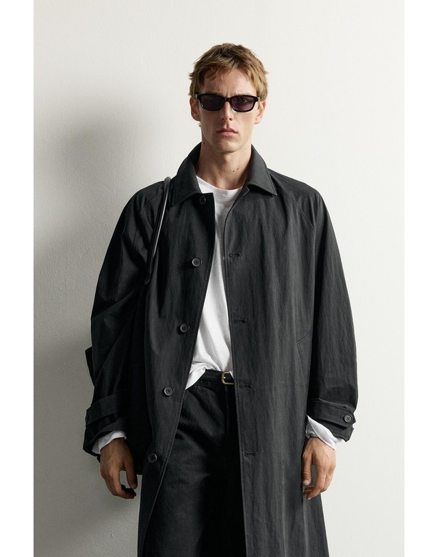 자라 자라 배색 릴렉스핏 트렌치 코트 8281/604/800 BLACK 블랙 착용컷