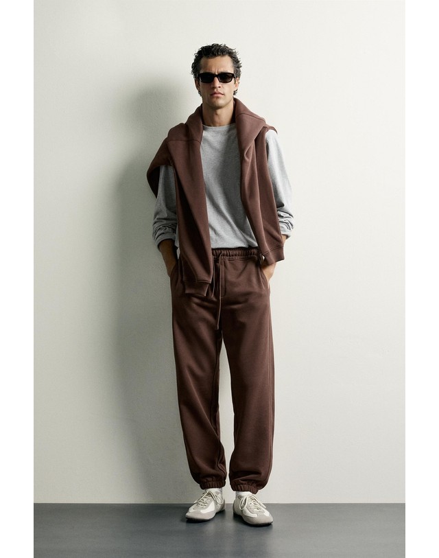 자라 자라 플리스 안감 조거 팬츠 0761/352/700 BROWN 브라운 착용컷
