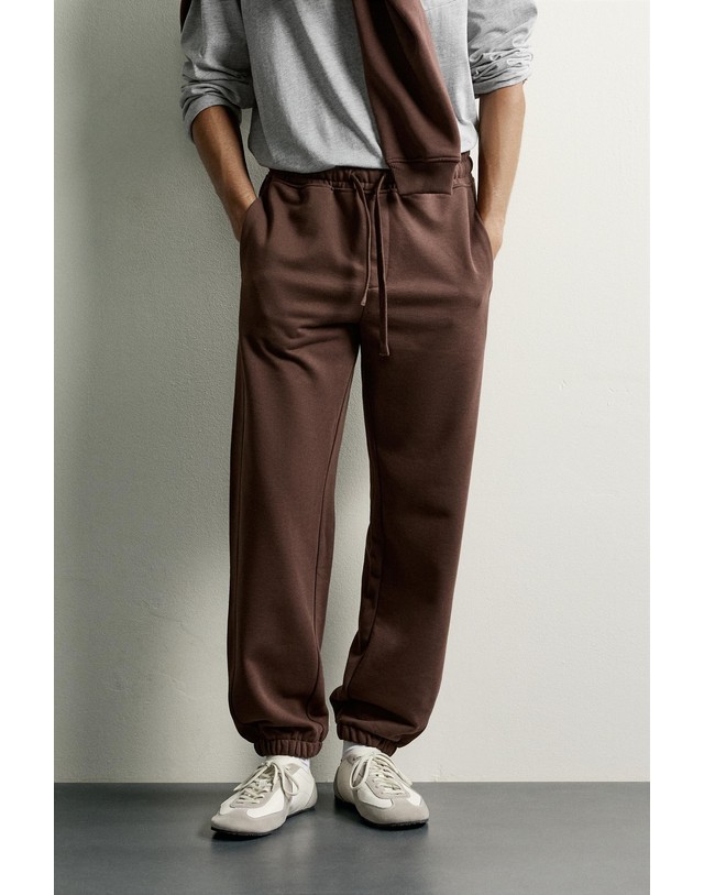 자라 자라 플리스 안감 조거 팬츠 0761/352/700 BROWN 브라운 착용컷