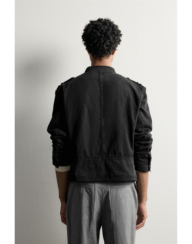 자라 자라 크롭 밴드칼라 워시드 자켓 3715/811/800 BLACK 블랙 착용컷