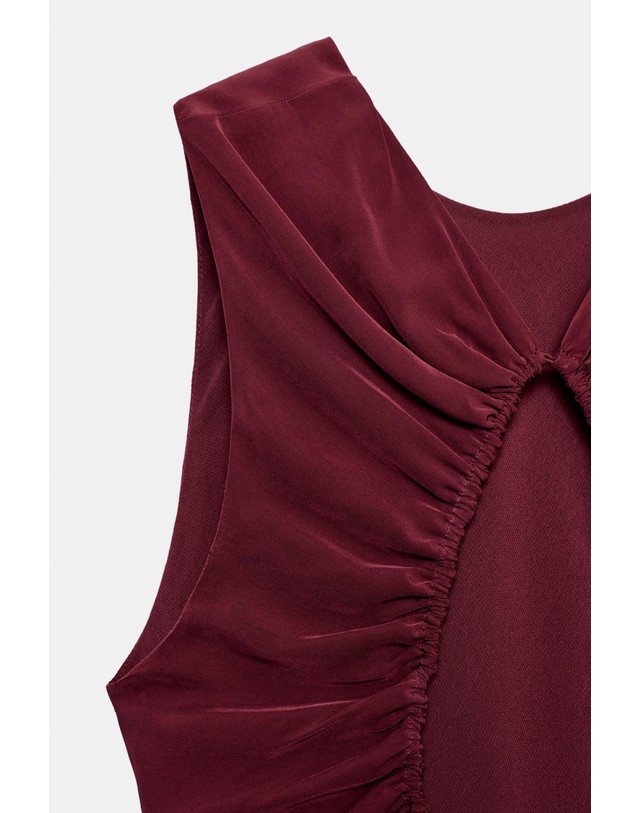 자라 자라 비스코스 백오픈 롱 원피스 9077/630/681 BURGUNDY 레드 착용컷