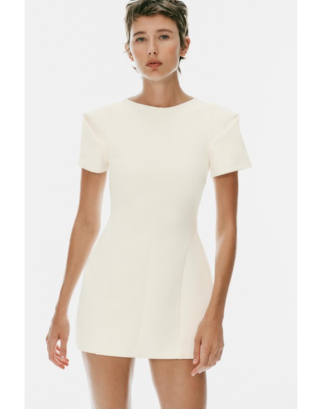 자라 자라 플리츠 반팔 미니 원피스 7827/777/251 OYSTER-WHITE 아이보리 착용컷