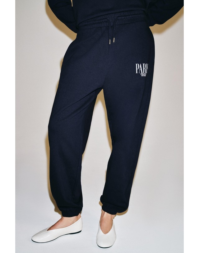자라 자라 텍스트 프린트 조거 팬츠 3253/104/422 DARK NAVY 네이비 착용컷