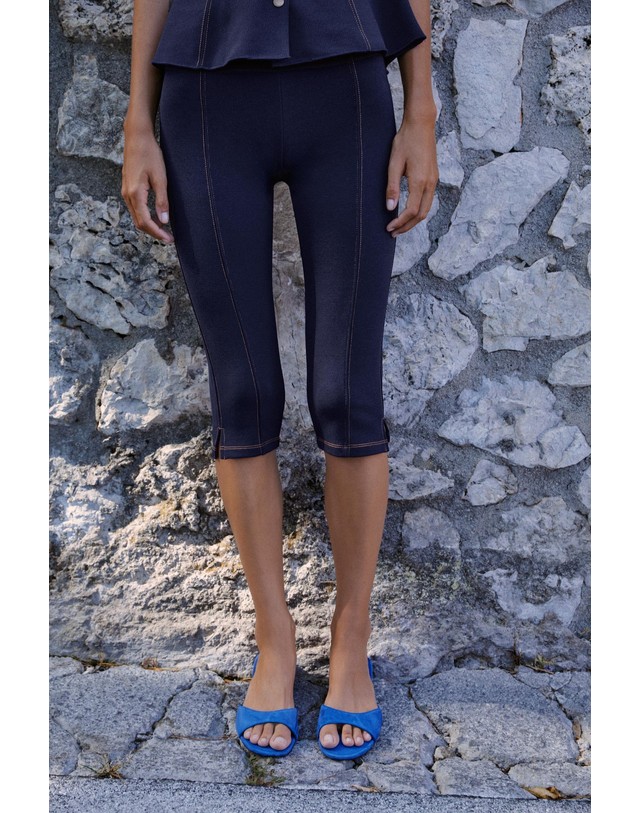 자라 자라 스티치 크롭 카프리 팬츠 5584/653/443 DARK INDIGO 네이비 착용컷