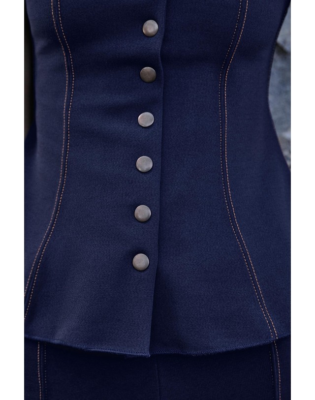 자라 자라 페플럼 스티치 민소매 베스트 5584/652/443 DARK INDIGO 네이비 착용컷